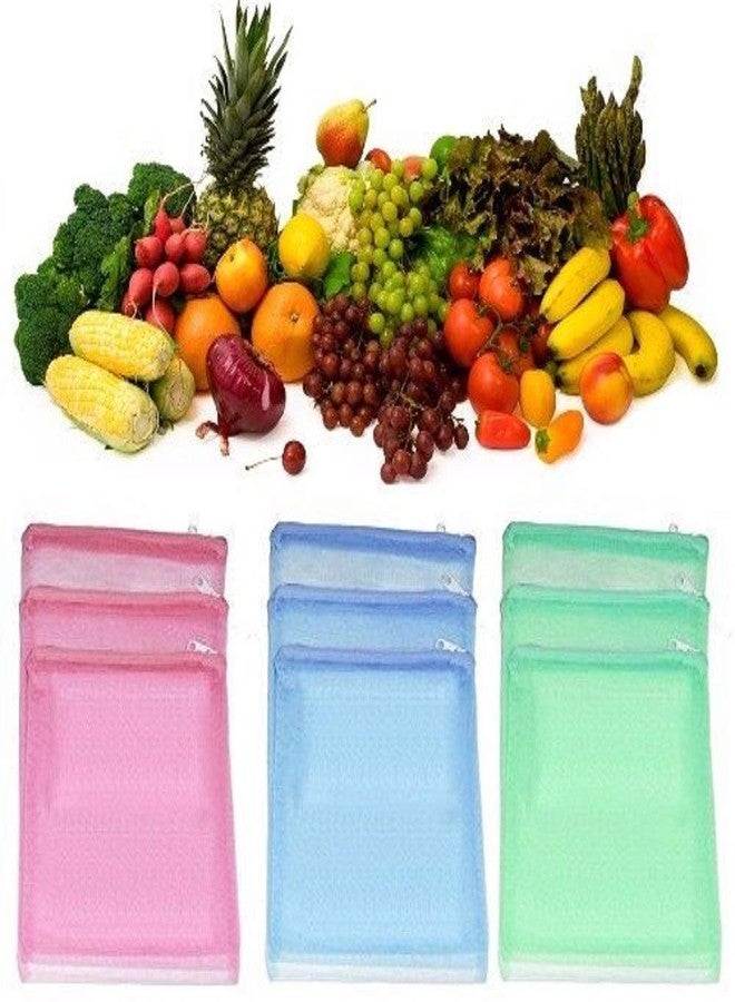 FRESHWIND Fresh-Wind Reusable Mesh Fridge Bags for Multipurpose Storage of Fruits & Vegetables (Pack of 6) - Image 2